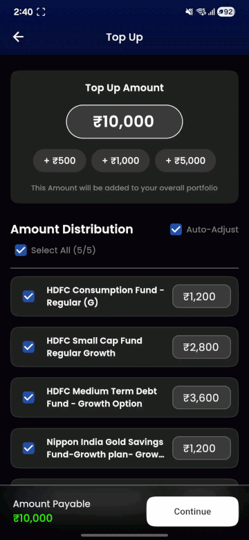 Auto adjust allocation